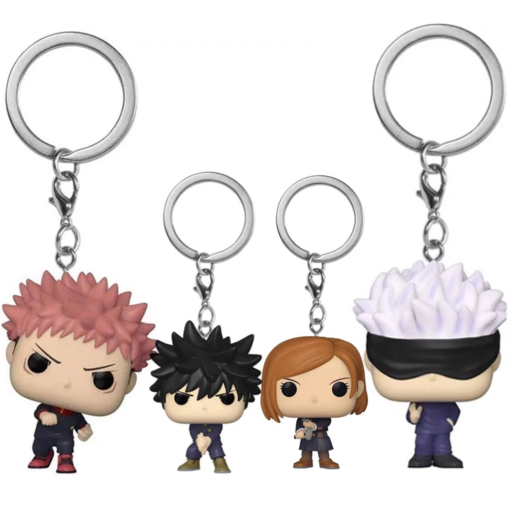 @#$ Funko Anime Jujutsu Kaisen Keychain Satoru Gojo Nobara Kugisaki Yuji Itadori Vinyl Dolls Model Toys Pendant Children Gifts
