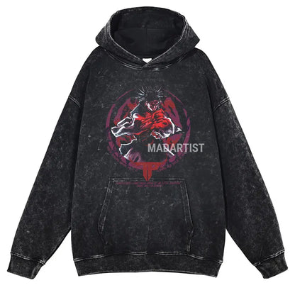 Anime J-Jujutsu Hoodies Vintage Washed Gojo Saturo Hooded Sweatshirts Oversized Manga K-Kaisen Fushiguro Toji CHOSO Hoodie Men - Jujutsu Kaisen Merch - Free Shipping Buy Now