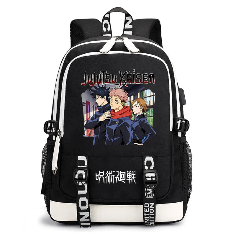 Sac à dos imprimé anime Jujutsu Kaisen, sac d'école pour étudiant, sac USB, cadeau de rentrée scolaire