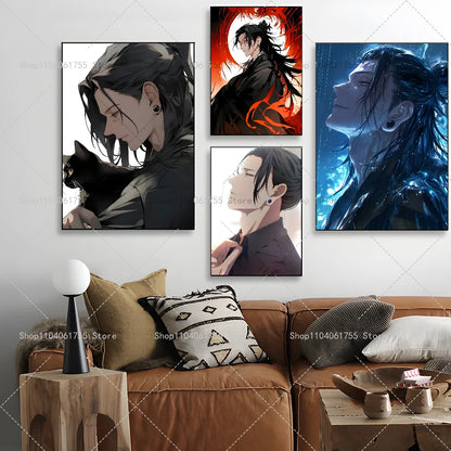 1PC Anime Jujutsu Kaisen Geto Suguru Poster Self-adhesive Art Waterproof Paper Sticker Coffee House Bar Room Wall Decor