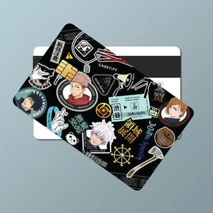 J-Jujutsu Kaisen Fushiguro Toji Anime Film Skin Cover Credit Card Stickers 4PCS Debit Front Decoration Bank Bus Pass Waterproof