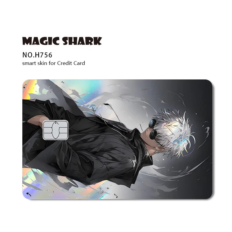 J-Jujutsu K-Kaisen Anime Laser Holographic Itadori Yuji Megumi Fushiguro Gojo Satoru Credit Debit Bank Card Sticker Film Skin