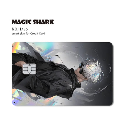 J-Jujutsu K-Kaisen Anime Laser Holographic Itadori Yuji Megumi Fushiguro Gojo Satoru Credit Debit Bank Card Sticker Film Skin