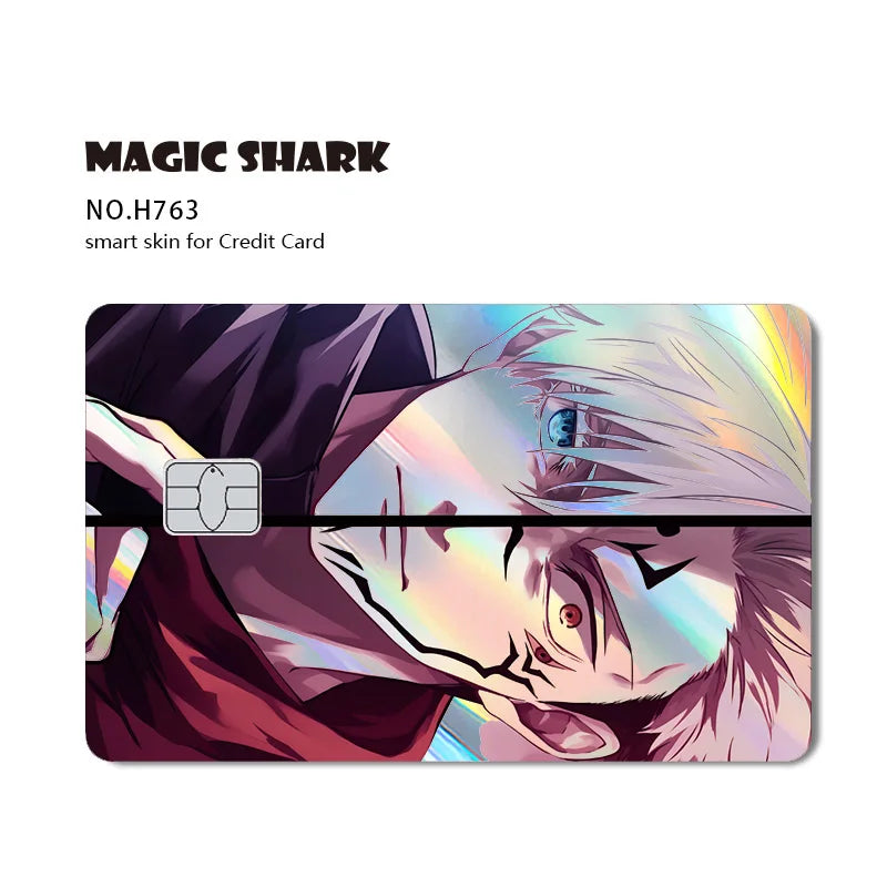 J-Jujutsu K-Kaisen Anime Laser Holographic Itadori Yuji Megumi Fushiguro Gojo Satoru Credit Debit Bank Card Sticker Film Skin