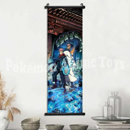 Anime J-Jujutsu Kaisen Character Gojo Satoru Room Home Decoration Mural Gift Hanging Scroll Print Canvas Poster Painting Decor