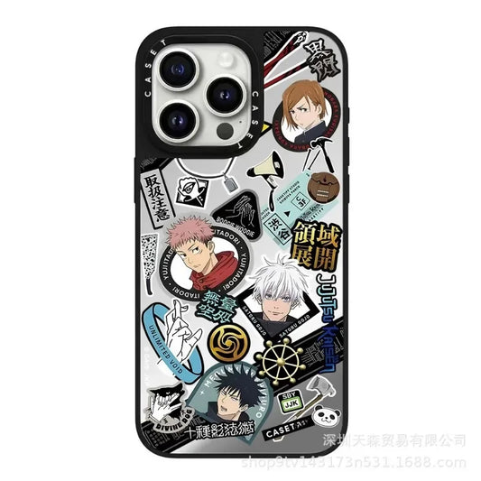 呪術廻戦 コラボ スマホケース iPhone16Pro Max Apple ミラー素材 落下防止 コレクション 誕生日プレゼント