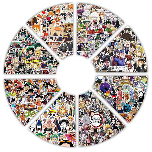 Lot de 50/100 autocollants dessin animé Attack On Titan Jujutsu Kaisen, autocollants imperméables pour skateboard, ordinateur portable, voiture, moto