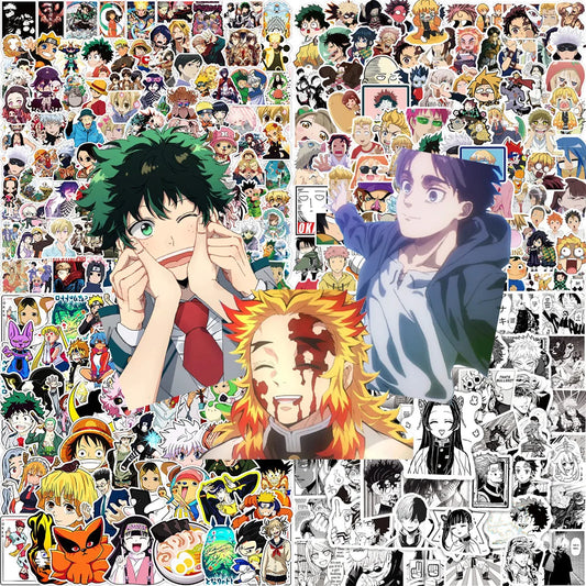 Lot de 50/100 autocollants graffitis pour enfants, mélange de dessins animés Jujutsu Kaisen Hunter x Hunter My Heroes Academy Attack on Titan