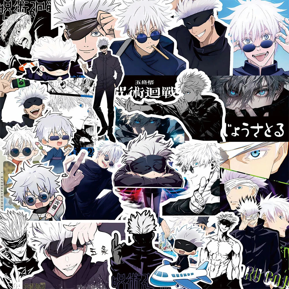 10/30/75pcs Anime Jujutsu Kaisen Satoru Gojo Stickers Cool Caroon Character Decals Phone Laptop Luggage Japan Manga Sticker Pack