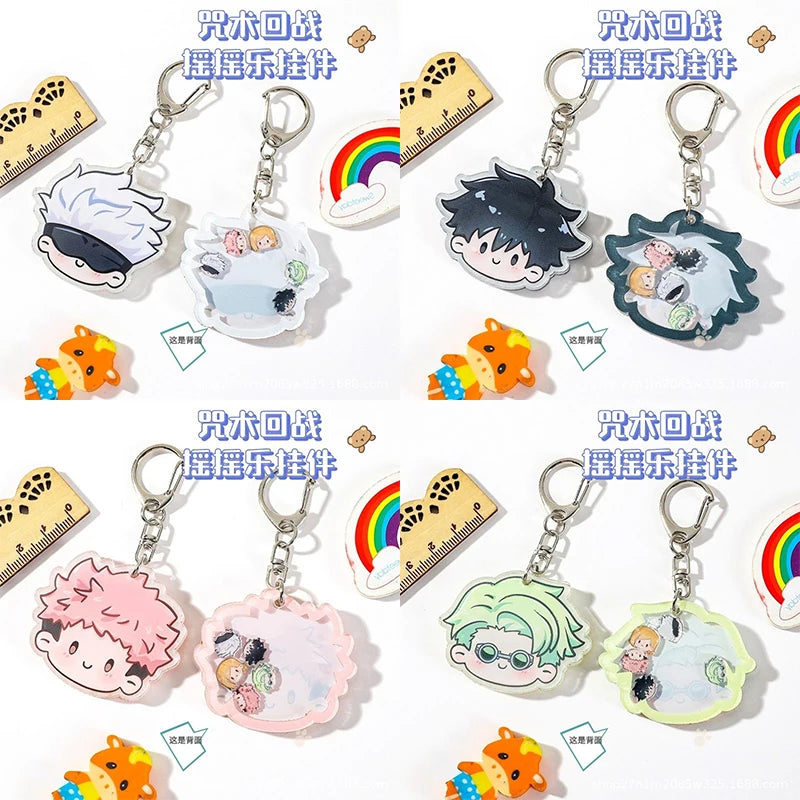 Porte-clés pendentifs en acrylique, dessin animé Jujutsu Kaisen Gojo Satoru, Megumi Nobara Nanami Itadori Yuji Kawaii, jouets à secouer, cadeaux 