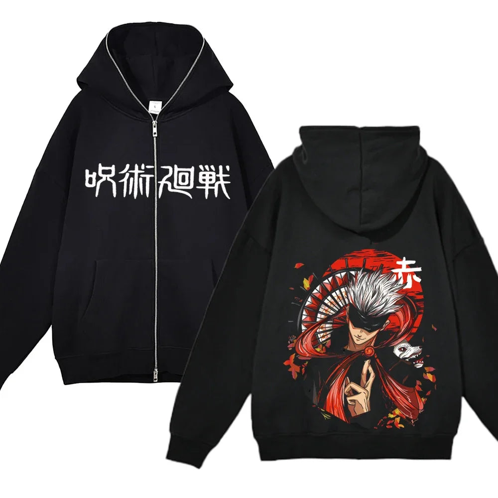 Anime Gojo Satoru Sweatshirts Jujutsu Kaisen Zipper Jackets Gojo Hoodies Thin Fleece Hoodie Zip Up Y2k Hoodies Anime Sweaters - Jujutsu Kaisen Merch - Free Shipping Buy Now