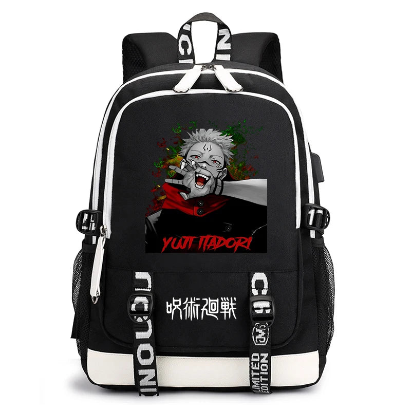Sac à dos imprimé anime Jujutsu Kaisen, sac d'école pour étudiant, sac USB, cadeau de rentrée scolaire
