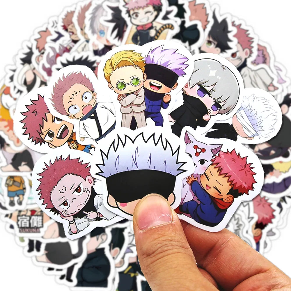 Lot de 30/60/180 autocollants Jujutsu Kaisen, dessin animé, mignon, Satoru, Gojo, Itadori, Yuji, papeterie, téléphone, ordinateur portable, agenda, Kawaii