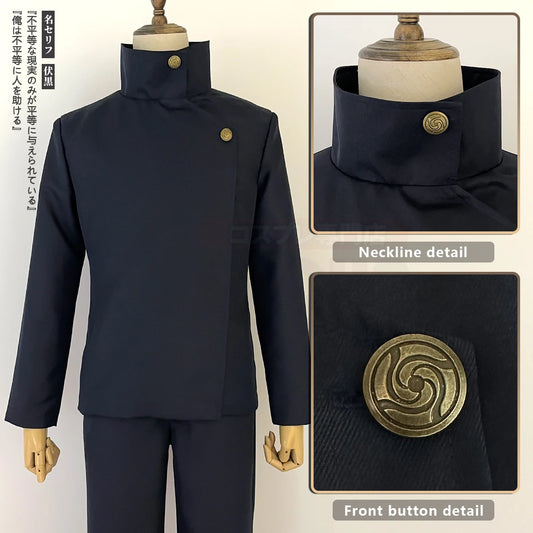 HOLOUN Jujutsu JJK Manga Anime Fushiguro Megumi Cosplay Costume Wig Dark Blue Jacket Pants Uniform Rose Net Synthetic Halloween - Jujutsu Kaisen Merch - Free Shipping Buy Now