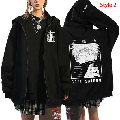 Autumn Zip Up Jacket Anime Satoru Gojo Printing Zippered Hoodie Streetwear Men Women Sweatshirts Harajuku Unisex Casual Clothing - Jujutsu Kaisen Merch - Free Shipping Buy Now