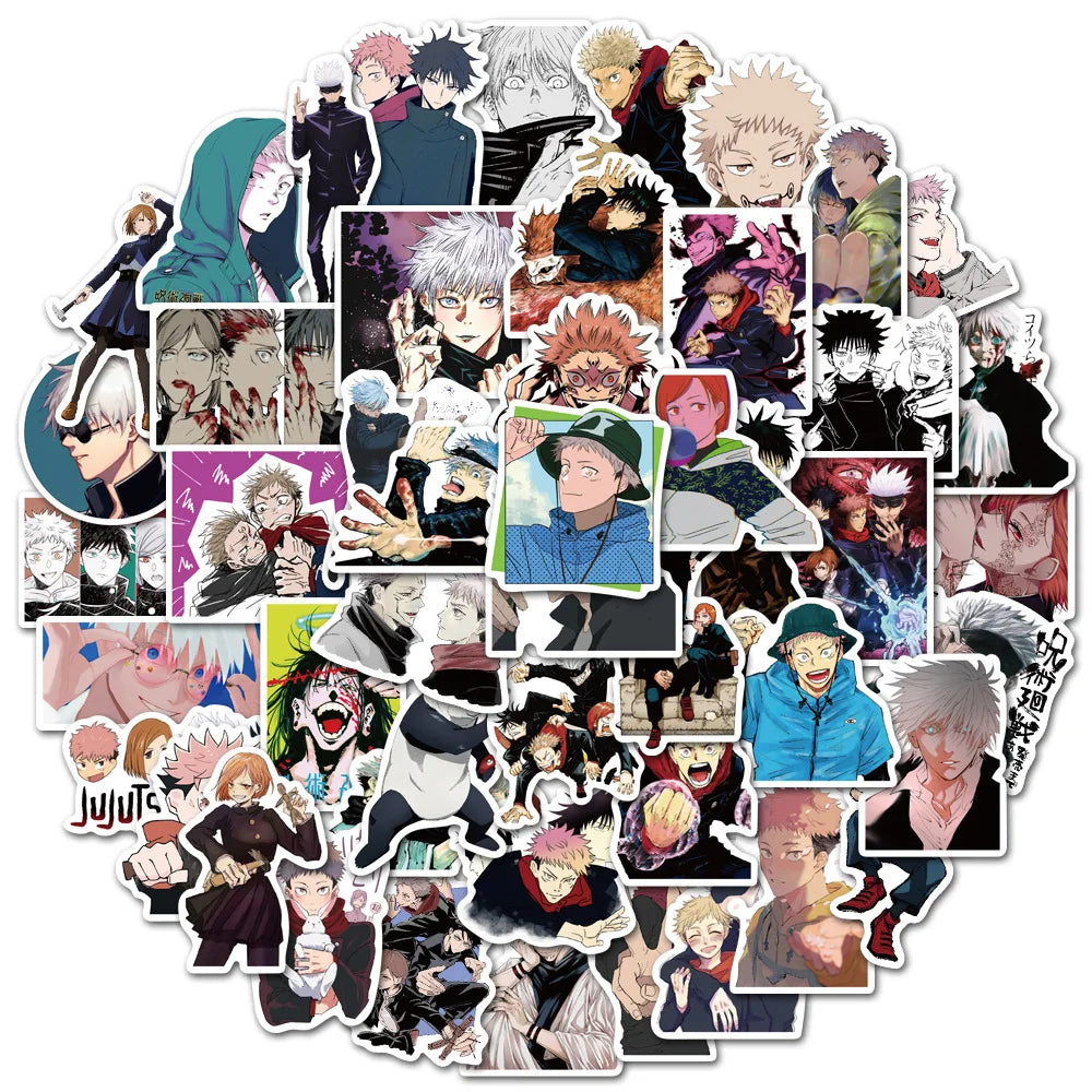50Pcs Cartoon Jujutsu Kaisen Stickers DIY Laptop Skateboard Kids Cool Sticker Itadori Yuji Satoru Gojo Anime Decal Toys