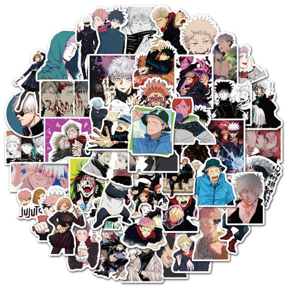 50Pcs Cartoon Jujutsu Kaisen Stickers DIY Laptop Skateboard Kids Cool Sticker Itadori Yuji Satoru Gojo Anime Decal Toys