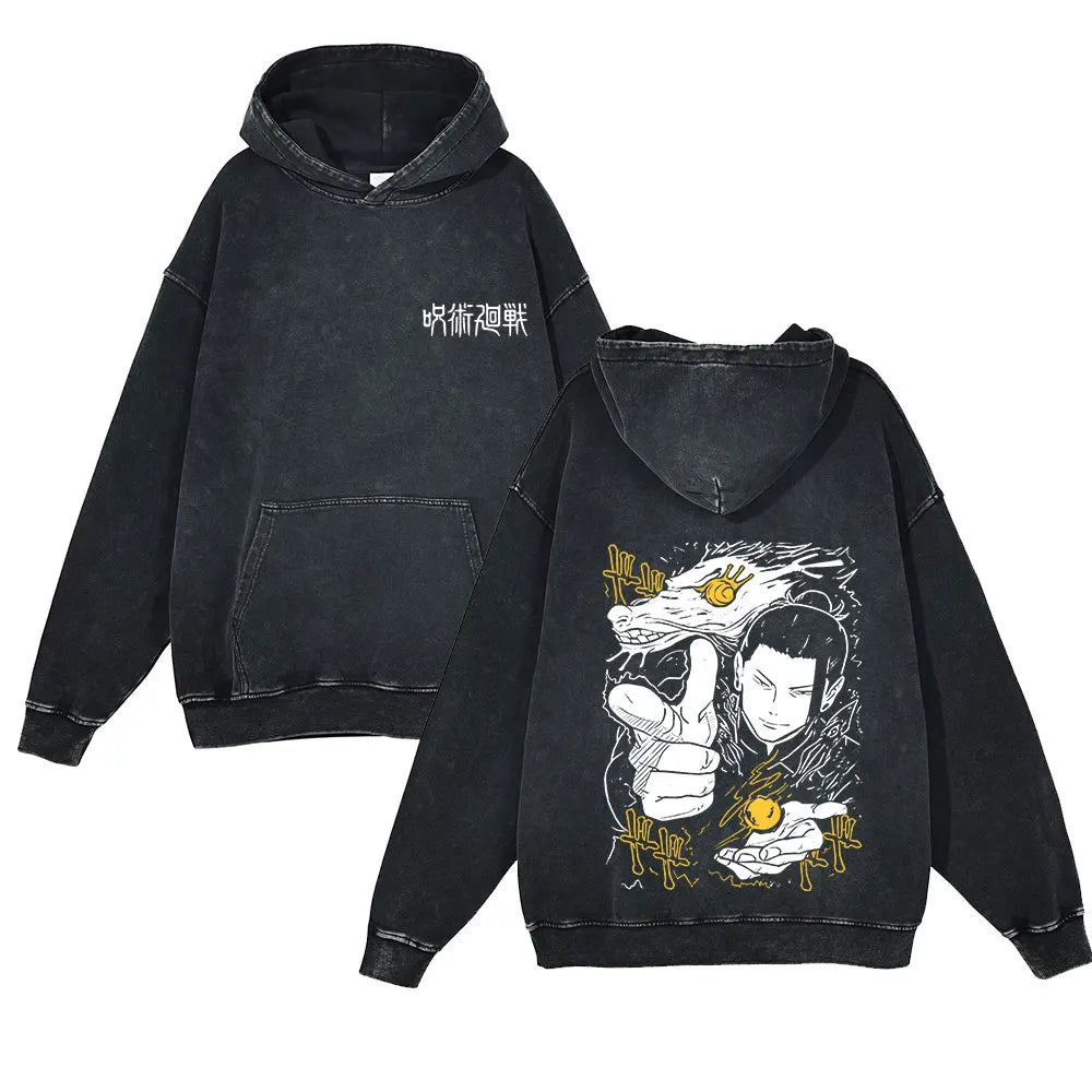 Anime Jujutsu Kaisen Washed Hoodie 100% Cotton Vintage Printed Long Sleeve Men's Clothing Fashion Casual Hip Hop Sweatshirt - Jujutsu Kaisen Merch - Free Shipping Buy Now