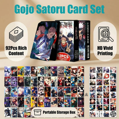 Anime Merch Jujutsu Kaisen Photocard Set 92PCS Gojo Satoru Collectible Anime Photo Cards 2026 Hot HD Print Fans Gifts for Kids