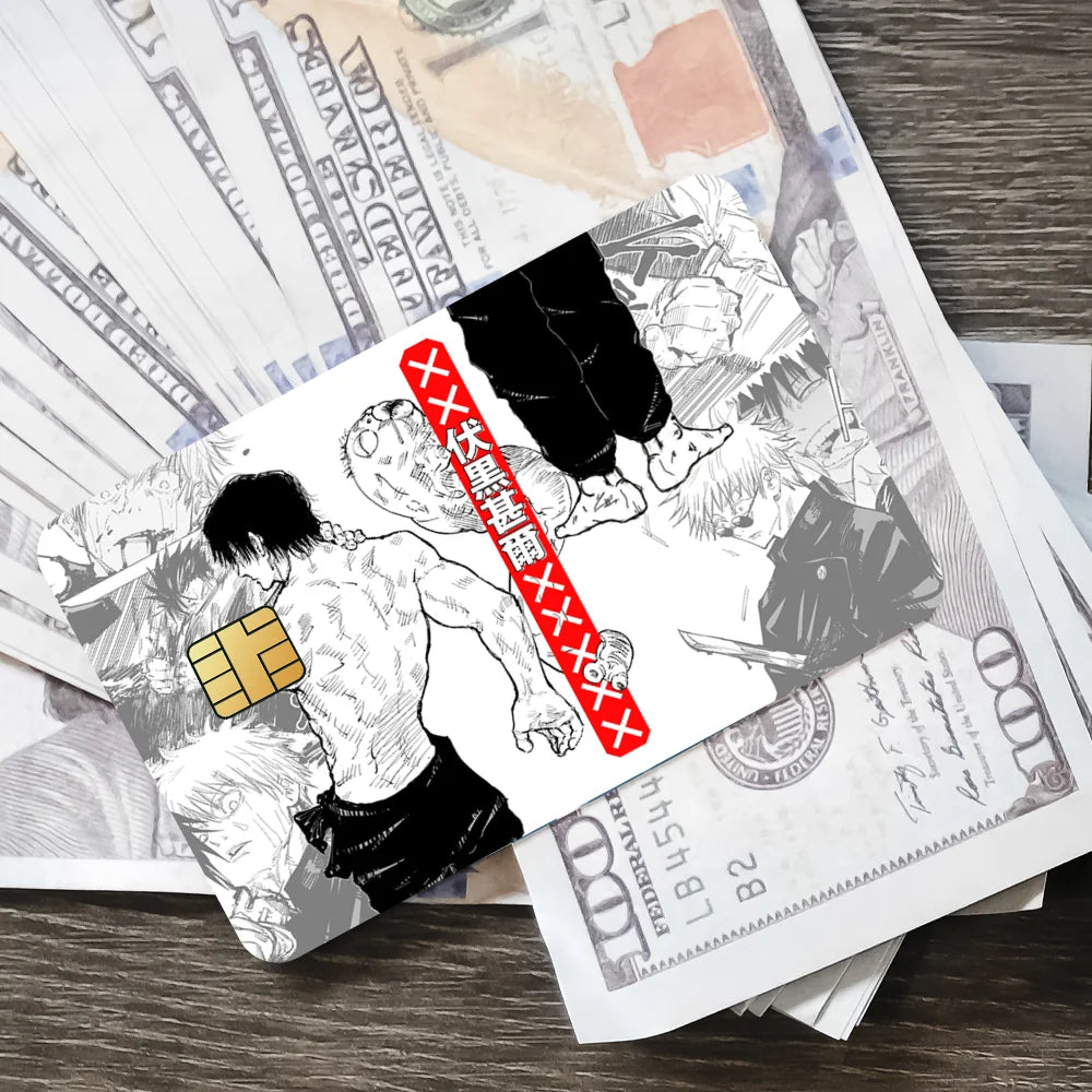 Kaisen Toji For Film Skin Cover Credit Card Stickers 4PCS Debit Anime J-Jujutsu Front Decoration Bank Bus Pass Waterproof