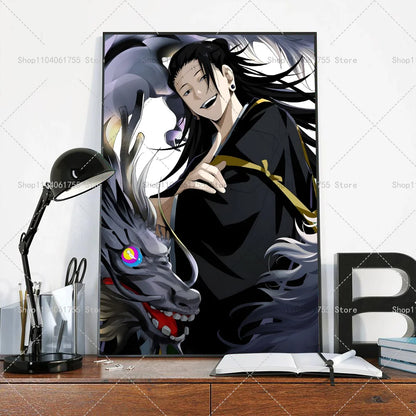 1PC Anime Jujutsu Kaisen Geto Suguru Poster Self-adhesive Art Waterproof Paper Sticker Coffee House Bar Room Wall Decor