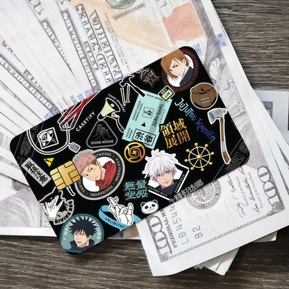 J-Jujutsu Kaisen Fushiguro Toji Anime Film Skin Cover Credit Card Stickers 4PCS Debit Front Decoration Bank Bus Pass Waterproof