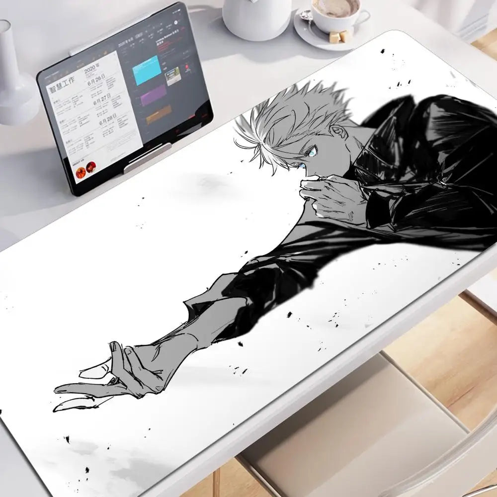 HD 60x30CM Black Anime Jujutsu Kaisen XXL Mouse Pad Gojo Satoru Mouse Pads Computer Gaming Peripheral PC Accessories Desk Mat