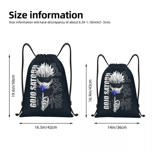 Sac à dos à cordon de serrage Anime Jujutsu Kaisen Gojo Satoru, sac de sport, sac de sport, sac à cordon résistant à l'eau pour la course à pied