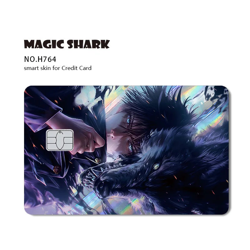 J-Jujutsu K-Kaisen Anime Laser Holographic Itadori Yuji Megumi Fushiguro Gojo Satoru Credit Debit Bank Card Sticker Film Skin