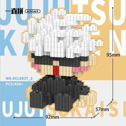 JX TOY Anime Jujustu Micro Bloc de Construction Ornements de Bureau à Collectionner Statue Gojo Satoru Poupée Itadori Yuji Bloc Fushiguro Megumi