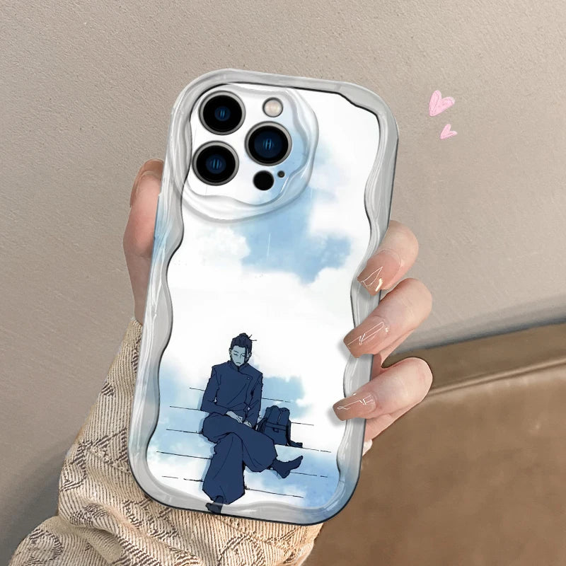 Coque de téléphone J-Jujutsu K-Kaisen Geto Gojo Wave Oil pour Apple iPhone 15 14 13 12 11 XS XR X Pro Max Plus
