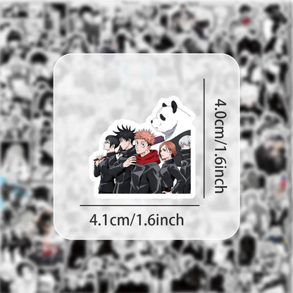 100Pcs Black and White Jujutsu Kaisen Stickers Itadori Yuji&Gojo Satoru Sticker Luggage Guitar Desktop Waterproof Sticker