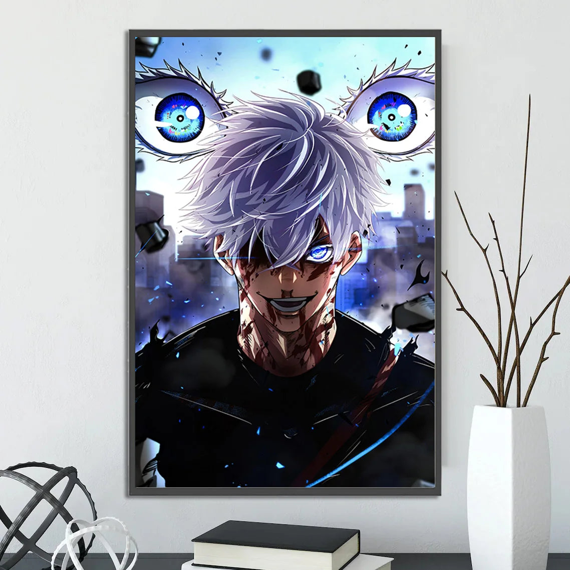 Jujutsu Kaisen Self-adhesive Poster Home Decoration Anime Figures Painting Wall Art Bedroom Cartoons Decor Gojo Satoru Wallpaper