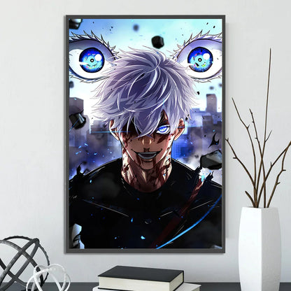 Jujutsu Kaisen Self-adhesive Poster Home Decoration Anime Figures Painting Wall Art Bedroom Cartoons Decor Gojo Satoru Wallpaper