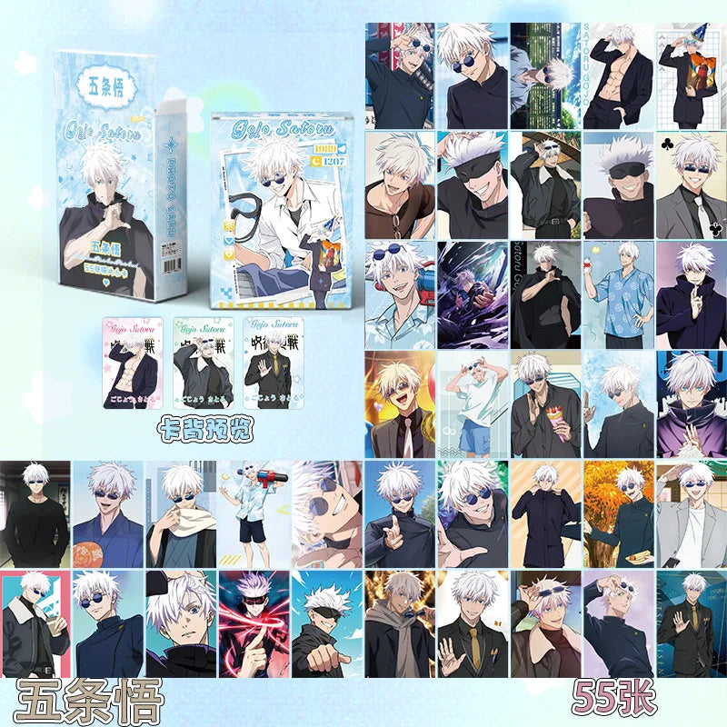 New 55pcs Jujutsu Kaisen Japanese Anime Laser Small Cards Games Postcards Message Photo Gift Fan Game Gojo Cards Collection