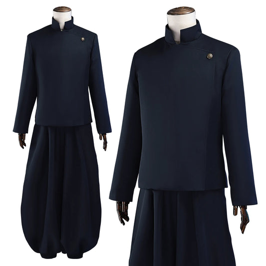 HOLOUN Jujutsu JJK Manga Anime Suguru Geto Satoru Gojo Cosplay Costume Wig Dark Blue Jacket Pants Uniform Rose Net Halloween - Jujutsu Kaisen Merch - Free Shipping Buy Now