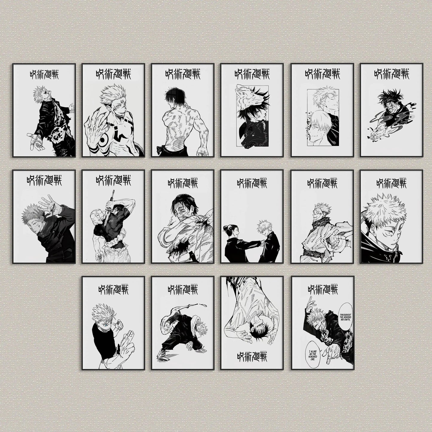 Modern Famous Bilibili Black and White Anime J-Jujutsu K-Kaisen Poster Canvas Paint Print Art Picture Home Room Wall Decor Gift