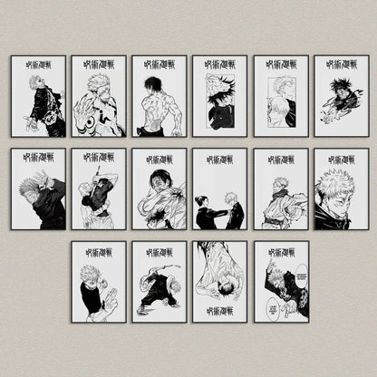 Modern Famous Bilibili Black and White Anime J-Jujutsu K-Kaisen Poster Canvas Paint Print Art Picture Home Room Wall Decor Gift