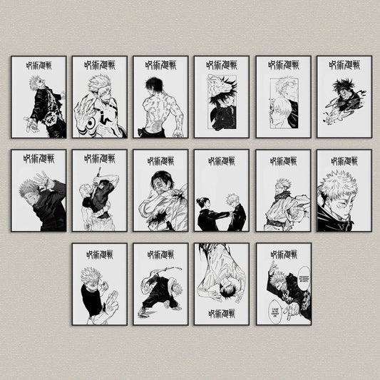 Modern Famous Bilibili Black and White Anime J-Jujutsu K-Kaisen Poster Canvas Paint Print Art Picture Home Room Wall Decor Gift