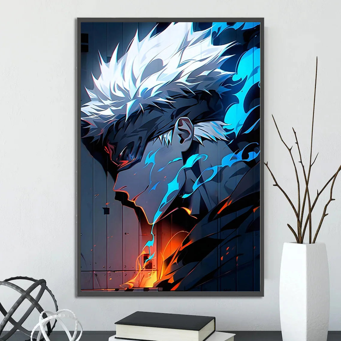 J-Jujutsu Gojo Satoru Self-adhesive Poster Painting Wall Art Bedroom Figures Home Decoration Cartoons Decor Anime Wallpaper