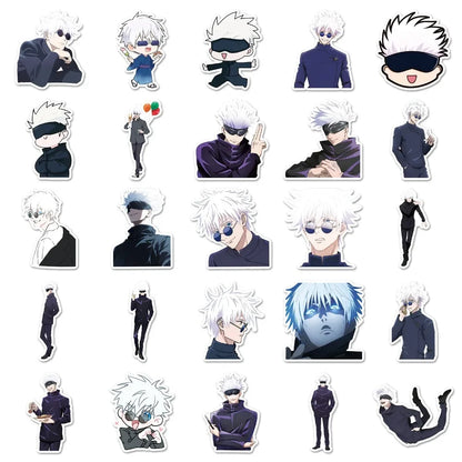 50pcs Anime Jujutsu Kaisen Gojo Satoru Waterproof Stickers Japanese Manga Cute Cartoon Drawing Doodle Decorations