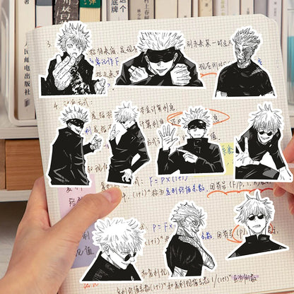 10/30/70pcs Cool Anime Jujutsu Kaisen Satoru Gojo Stickers Black White Manga Character Decals for Laptop Helmet Phone Notebook