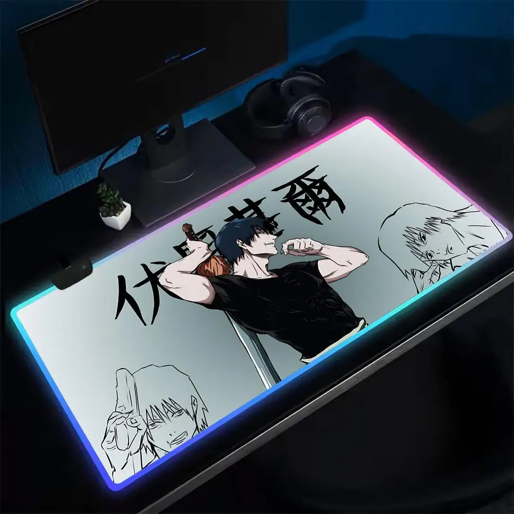Fushiguro Toji Jujutsu Kaisen Mouse Pad RGB Extra Large Mouse Pad for Gaming, Smooth Surface, Non-Slip, Customizable Lights