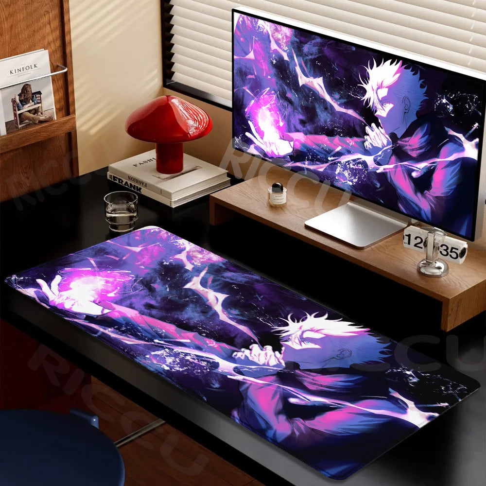 Large Gaming Mouse Pad J-ujutsu Kaisen Gojo Satoru Mouse pad LockEdge Thickened Computer Keyboard Desk Mat Rubber Anti slip Mats
