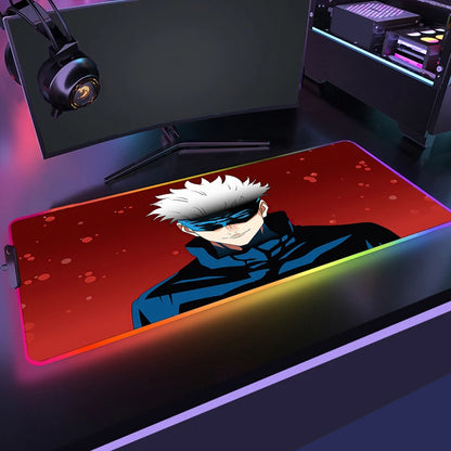 RGB Jujutsu Kaisen Mouse Pad Anime Gojo Satoru Desk Mat Gamer PC Computer XL Varmilo Keyboard Carpet Gaming Accessories Mousepad