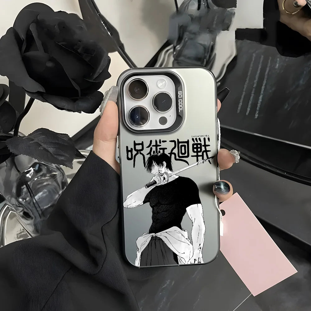 Coque de téléphone Jujutsu Toji Kaisen F-Fushiguro Candy Abraz pour iPhone 16 15 14 13 12 11 Pro Max Noir Violet Mat Ultra-mince Souple