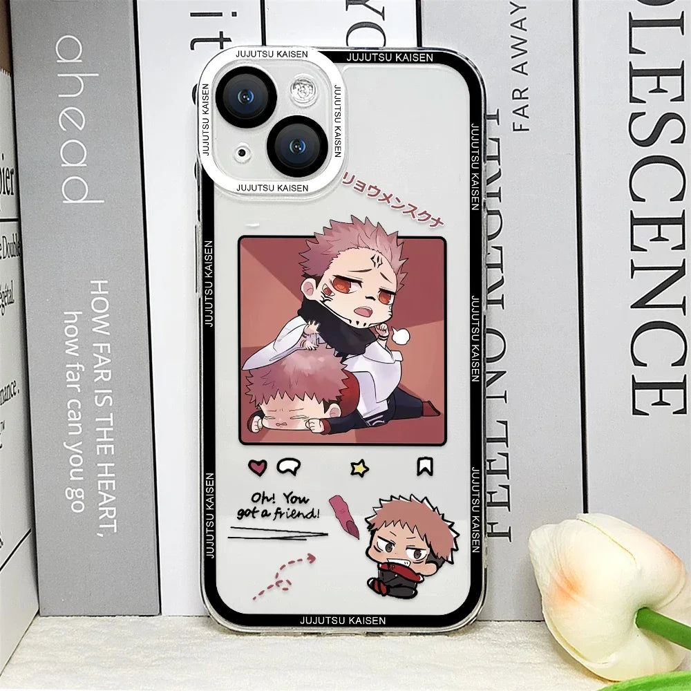 Coque de téléphone Jujutsu Kaisen, mignonne et douce, pour iPhone 16, 15, 14, 13, 12, 11 Pro MAX, Mini, XS, X, SE2, 8, 7 Plus, Satoru Gojo Comics
