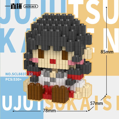 JX TOY Anime Jujustu Micro Bloc de Construction Ornements de Bureau à Collectionner Statue Gojo Satoru Poupée Itadori Yuji Bloc Fushiguro Megumi