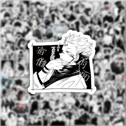 100Pcs Black and White Jujutsu Kaisen Stickers Itadori Yuji&Gojo Satoru Sticker Luggage Guitar Desktop Waterproof Sticker