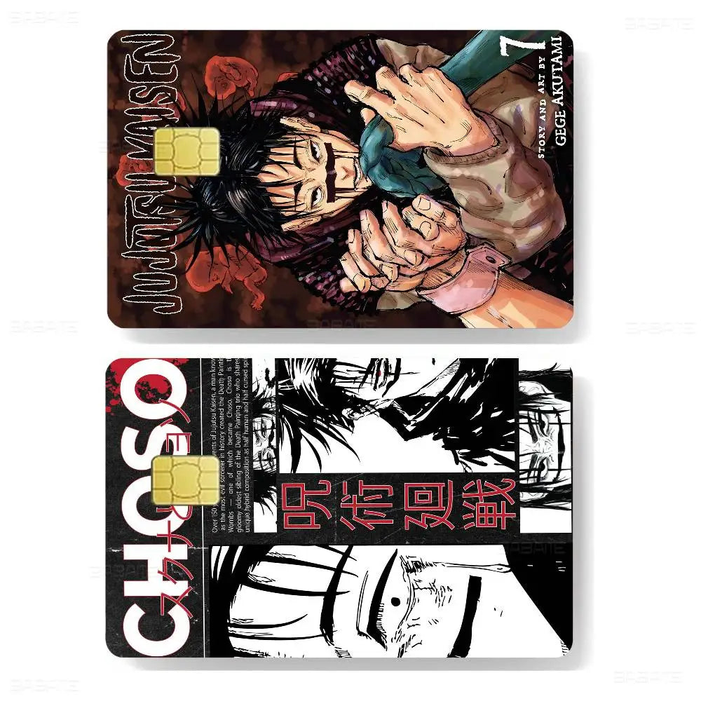 Choso Jujutsu Kaisen Anime Fashion Matte Gold Silver Black Matte Film Skin Sticker Tape for Bank Credit Debit Card